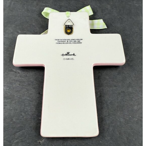 Hallmark Ceramic Cross Pink With Flowers Girl Baptism Baby Gift Nursery Decor - Picture 2 of 6